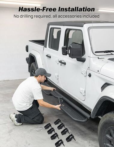 JOYTUTUS Running Boards for Gladiator JT 2020-2026 - Heavy Duty 6.7" Wide Nerf Bars, 550lbs Capacity, Rust-Resistant Textured Two Raised Wheel to Wheel Side Steps Bars for Bed Access & Off-Road Style in Saudi Arabia