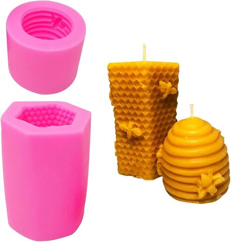 2PCS Creative Bee Honeycomb Candle Molds Fun Beehive Shape Silicone Mold for Homemade Beeswax Candle Soap Hand Lotion Bars Making in Saudi Arabia