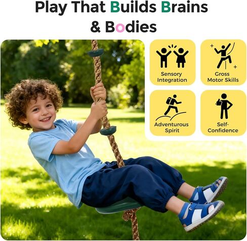 Decorlife Rope Swing for Tree, Sturdy Outdoor Disc Swing Set for Kid, Climbing Tree Swing with Strap & Carabiner, Easy Setup in Kuwait