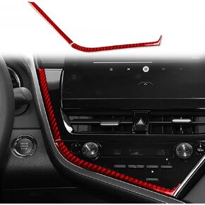ملصق تزيين إطار التحكم الجانبي للوحة القيادة المركزية لنظام تحديد المواقع العالمي (GPS) متوافق مع Toyota Camry 2018 2019 2020 2021 2022 2023 2024 ملحقات داخلية للسيارات من ألياف الكربون الحقيقية باللون الأحمر in Kuwait