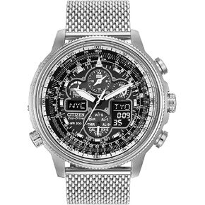 Citizen Men's Promaster Navihawk A-T Eco-Drive Pilot Watch, Atomic Timekeeping, Chronograph, Power Reserve Indicator, Luminous Hands and Markers, Anti-Reflective Crystal, Black Rubber Strap in Saudi Arabia