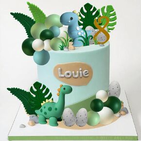كعكة الديناصور القبعات العالية زينة كعكة الديناصور مع البيض وأوراق الأعشاب لصبي فتاة عيد ميلاد الطفل دش موضوع الغابة لوازم الحفلات in Kuwait