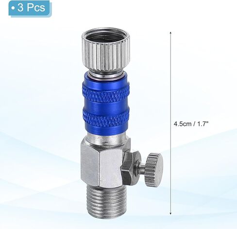 PATIKIL 1/8 Air Brush Connector Adapter, 3pcs Air Brush Quick Connect Air Brush Airflow Control Valve Quick Release Disconnect for Air Brush Hose, Blue Silver in Saudi Arabia