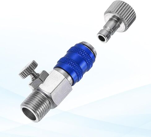 PATIKIL 1/8 Air Brush Connector Adapter, 3pcs Air Brush Quick Connect Air Brush Airflow Control Valve Quick Release Disconnect for Air Brush Hose, Blue Silver in Saudi Arabia