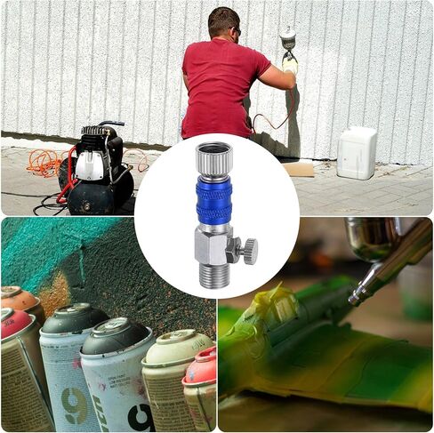 PATIKIL 1/8 Air Brush Connector Adapter, 3pcs Air Brush Quick Connect Air Brush Airflow Control Valve Quick Release Disconnect for Air Brush Hose, Blue Silver in Saudi Arabia