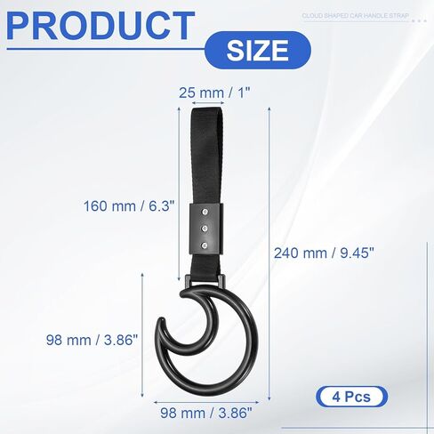 PATIKIL 4 Pcs Car Handle Ring, Moon Shaped Car Handle Strap Bumper Warning Ring Drift Charm Accessory for Bus Interior Exterior Decoration Bicycle Train, Black White Band in Saudi Arabia
