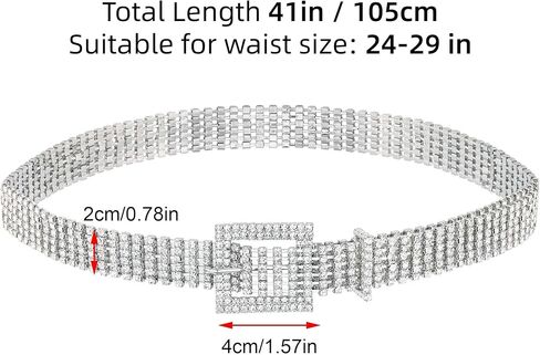 CHIC DIARY Rhinestone Waist Belts for Women Shiny Diamond Crystal Waist Belts Bling Ladies Dress Belts for Prom Wedding in Kuwait