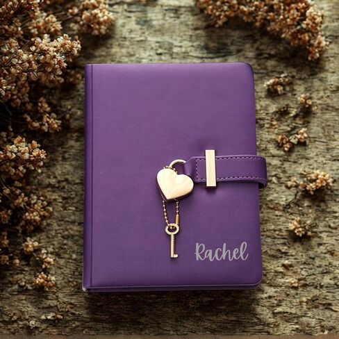 مذكرة قفل على شكل قلب من Poshieca مع مفتاح بغلاف جلدي من البولي يوريثان، منظم شخصي، دفتر سري للفتيات والنساء مقاس B6 5.3 × 7 بوصة (وردي) in Kuwait
