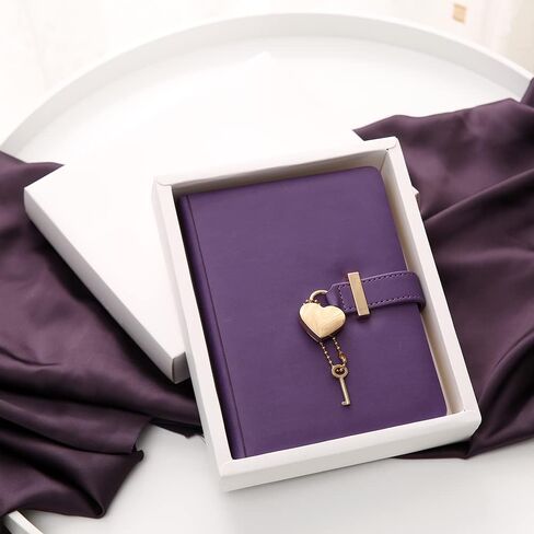 مذكرة قفل على شكل قلب من Poshieca مع مفتاح بغلاف جلدي من البولي يوريثان، منظم شخصي، دفتر سري للفتيات والنساء مقاس B6 5.3 × 7 بوصة (وردي) in Kuwait