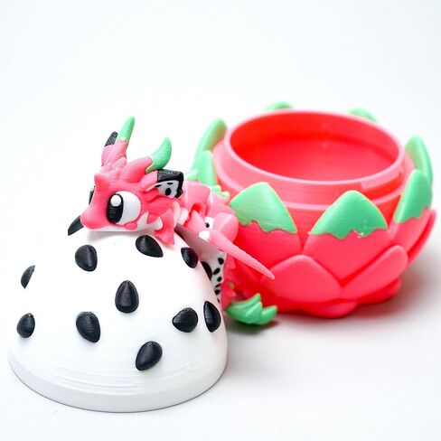 Colourful 3D Printed Dragon Egg,Little Dragon Inside Egg,Flexible Realistic Articulated Animal Fidget Toys,Mystery Figurines Gifts,Executive Desk Décor and Festival Collectible (Pitaya) in Saudi Arabia