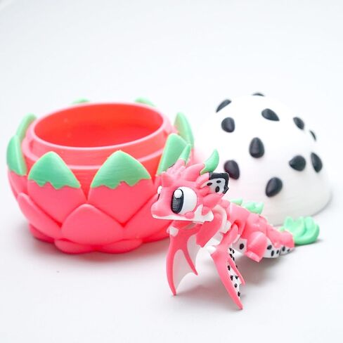 Colourful 3D Printed Dragon Egg,Little Dragon Inside Egg,Flexible Realistic Articulated Animal Fidget Toys,Mystery Figurines Gifts,Executive Desk Décor and Festival Collectible (Pitaya) in Saudi Arabia