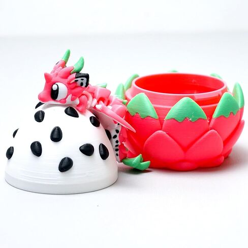 Colourful 3D Printed Dragon Egg,Little Dragon Inside Egg,Flexible Realistic Articulated Animal Fidget Toys,Mystery Figurines Gifts,Executive Desk Décor and Festival Collectible (Pitaya) in Saudi Arabia