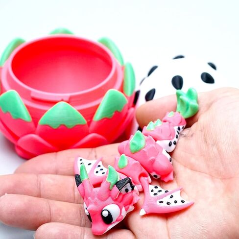 Colourful 3D Printed Dragon Egg,Little Dragon Inside Egg,Flexible Realistic Articulated Animal Fidget Toys,Mystery Figurines Gifts,Executive Desk Décor and Festival Collectible (Pitaya) in Saudi Arabia