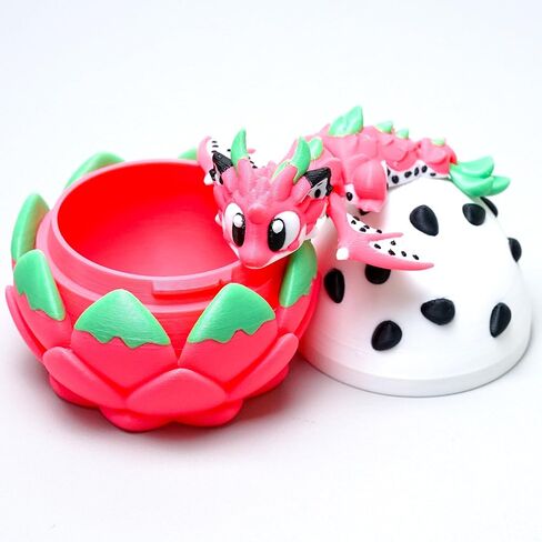 Colourful 3D Printed Dragon Egg,Little Dragon Inside Egg,Flexible Realistic Articulated Animal Fidget Toys,Mystery Figurines Gifts,Executive Desk Décor and Festival Collectible (Pitaya) in Saudi Arabia