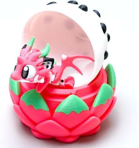Colourful 3D Printed Dragon Egg,Little Dragon Inside Egg,Flexible Realistic Articulated Animal Fidget Toys,Mystery Figurines Gifts,Executive Desk Décor and Festival Collectible (Pitaya) in Saudi Arabia