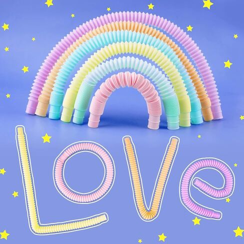 24 Pcs Pop Tubes, Sensory Fidget Toys Party Favors for Kids 8-12, Classroom Prizes Gifts Christmas Stocking Stuffer Anxiety Goodie Bag Travel Toys for Car Airplane, 12 Pcs Large & 12 Pcs Medium in Saudi Arabia