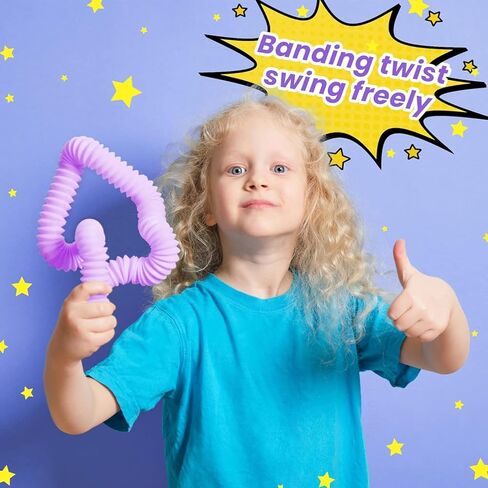24 Pcs Pop Tubes, Sensory Fidget Toys Party Favors for Kids 8-12, Classroom Prizes Gifts Christmas Stocking Stuffer Anxiety Goodie Bag Travel Toys for Car Airplane, 12 Pcs Large & 12 Pcs Medium in Saudi Arabia