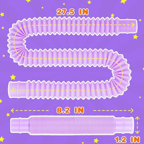 24 Pcs Pop Tubes, Sensory Fidget Toys Party Favors for Kids 8-12, Classroom Prizes Gifts Christmas Stocking Stuffer Anxiety Goodie Bag Travel Toys for Car Airplane, 12 Pcs Large & 12 Pcs Medium in Saudi Arabia