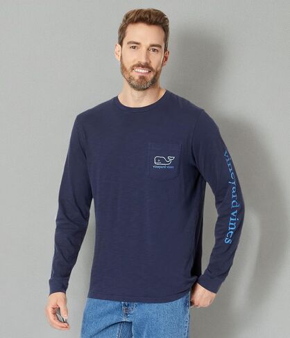 vineyard vines Men's Vintage Whale Garment Dyed Long-Sleeve Pocket Tee in Saudi Arabia