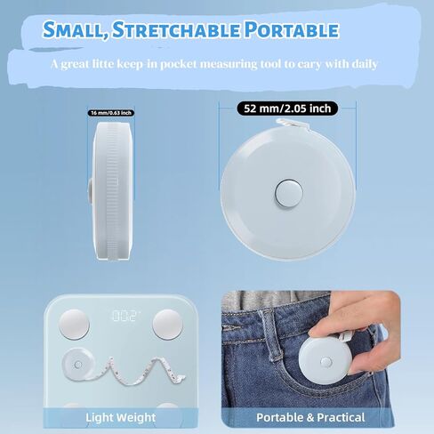 Retractable Tape Measure for Sewing 30 Pack Soft Fabric Measuring Tape for Body Measurements Double Scales Rulers for Tailor Cloth Knitting Craft Weight Loss Measurements （Light Blue in Saudi Arabia