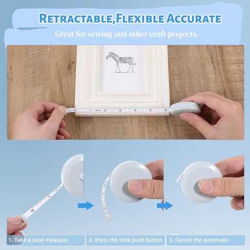 Retractable Tape Measure for Sewing 30 Pack Soft Fabric Measuring Tape for Body Measurements Double Scales Rulers for Tailor Cloth Knitting Craft Weight Loss Measurements （Light Blue in Saudi Arabia