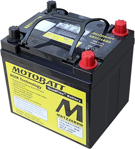 MBTZ26RHD MOTOBATT 12V 585 CCA 54Ah AGM ATV 4 بطارية طرفية - بديلة لبولاريس 4018264-P، 4014132-P، YBX9140R Yuasa، RZR، Ranger، General and Kawasaki 26012-7501، 26012-0619 Mule in Kuwait