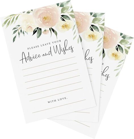 Bliss Collections Greenery Advice and Wishes Cards for The Bride and Groom, Perfect for: Bridal Shower or Wedding, 4x6 Cards (Pack of 50) in Saudi Arabia