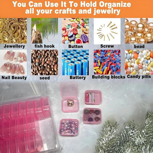 14 Small Jewelry Storage Boxes, Plastic Storage Boxes, Mini Clear Jewelry Organizer, with Hinged Lids and Rectangular Clear Craft Supply Boxes in Saudi Arabia