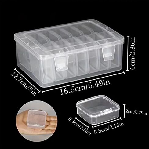 14 Small Jewelry Storage Boxes, Plastic Storage Boxes, Mini Clear Jewelry Organizer, with Hinged Lids and Rectangular Clear Craft Supply Boxes in Saudi Arabia