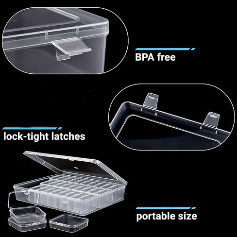 14 Small Jewelry Storage Boxes, Plastic Storage Boxes, Mini Clear Jewelry Organizer, with Hinged Lids and Rectangular Clear Craft Supply Boxes in Saudi Arabia