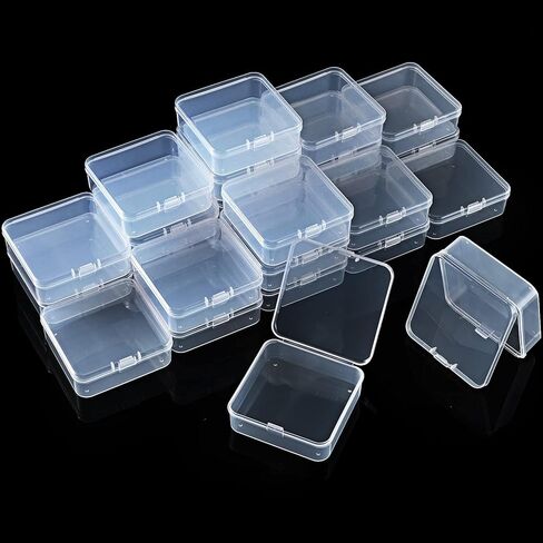 14 Small Jewelry Storage Boxes, Plastic Storage Boxes, Mini Clear Jewelry Organizer, with Hinged Lids and Rectangular Clear Craft Supply Boxes in Saudi Arabia
