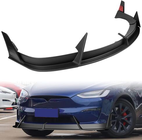 W-POWER، الشفة الأمامية الممتصة للصدمات مناسبة للتوافق مع طراز Tesla X 2022-2025، طقم جسم الذقن الأمامي الممتص للصدمات الأمامية، 2023 2024، طراز STP (أسود لامع) in Saudi Arabia