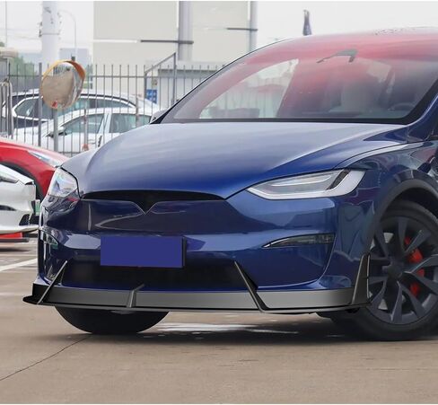 W-POWER، الشفة الأمامية الممتصة للصدمات مناسبة للتوافق مع طراز Tesla X 2022-2025، طقم جسم الذقن الأمامي الممتص للصدمات الأمامية، 2023 2024، طراز STP (أسود لامع) in Saudi Arabia