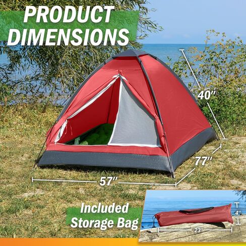 2-Person Dome Tent – Easy Set Up Shelter with Rain Fly and Carrying Bag for Camping, Beach, Hiking, and Festivals by Wakeman Outdoors (Yellow) in Kuwait