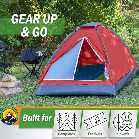 2-Person Dome Tent – Easy Set Up Shelter with Rain Fly and Carrying Bag for Camping, Beach, Hiking, and Festivals by Wakeman Outdoors (Yellow) in Kuwait