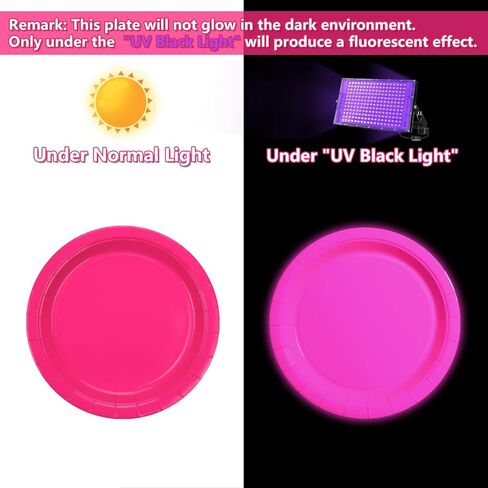 100 Pcs Glow in the Dark Neon Party Supplies, 5 Color Neon Birthday Plates Disposable Paper Plates for Let's Glow Party Decorations Halloween, 9 x 9 inches in Saudi Arabia