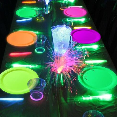 100 Pcs Glow in the Dark Neon Party Supplies, 5 Color Neon Birthday Plates Disposable Paper Plates for Let's Glow Party Decorations Halloween, 9 x 9 inches in Saudi Arabia