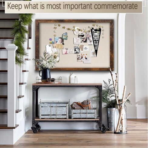 Large Magnetic Bulletin Board 36 x 24 Inch for Wall,Rustic Framed Cork Board with Linen for Home Office School,with 4 Push pins, 4 Magnets in Saudi Arabia