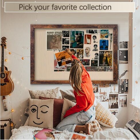 Large Magnetic Bulletin Board 36 x 24 Inch for Wall,Rustic Framed Cork Board with Linen for Home Office School,with 4 Push pins, 4 Magnets in Saudi Arabia