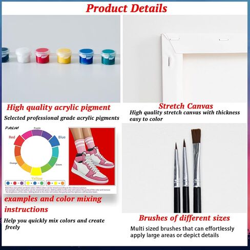 pailim 2 حزمة رشفة والطلاء عدة للبالغين الأزواج طقم الطلاء قماش مرسومة مسبقا للطلاء في المنزل تاريخ ليلة الطرف صالح اللوازم الفن اللوحة مجموعة الأحذية الأزواج النشاط 8x10 in Kuwait