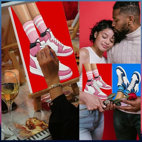 PAILIM 2 Pack Sip and Paint Kit for Adults Couples Painting Kit Pre Drawn Canvas to Paint at Home Date Night Party Favor Supplies Art Painting Set Shoe Couples Activity 8x10 in Saudi Arabia