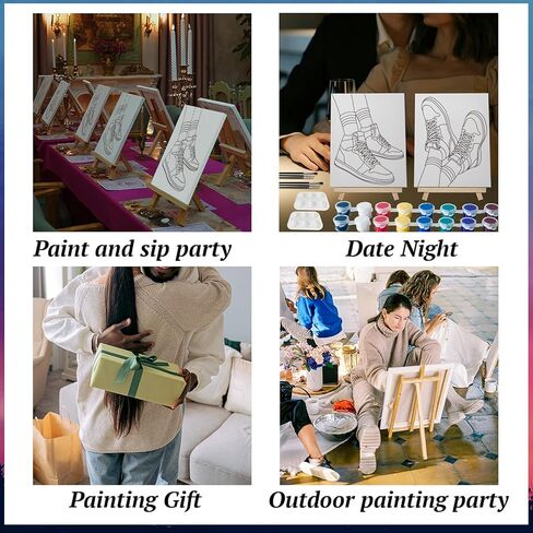 PAILIM 2 Pack Sip and Paint Kit for Adults Couples Painting Kit Pre Drawn Canvas to Paint at Home Date Night Party Favor Supplies Art Painting Set Shoe Couples Activity 8x10 in Saudi Arabia