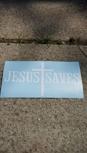 ملصق Jesus Saves مقاس 7x4 - ملصق Christian Jesus للسيارة والكمبيوتر المحمول وزجاجة ماء - ملصق ديني من الفينيل مقاوم للماء، هدية إيمانية (أبيض لامع) in Kuwait