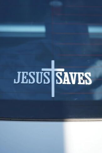 ملصق Jesus Saves مقاس 7x4 - ملصق Christian Jesus للسيارة والكمبيوتر المحمول وزجاجة ماء - ملصق ديني من الفينيل مقاوم للماء، هدية إيمانية (أبيض لامع) in Kuwait