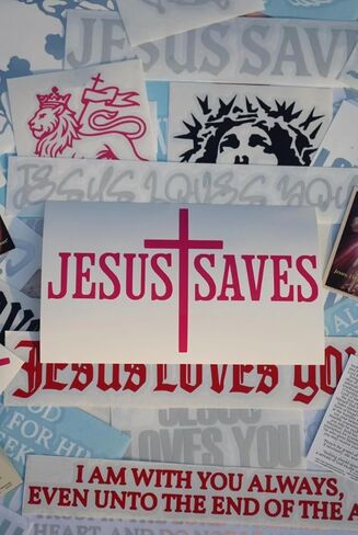 ملصق Jesus Saves مقاس 7x4 - ملصق Christian Jesus للسيارة والكمبيوتر المحمول وزجاجة ماء - ملصق ديني من الفينيل مقاوم للماء، هدية إيمانية (أبيض لامع) in Kuwait