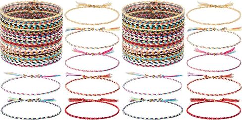 Hicarer 28 Pieces Woven Wrap Friendship Bracelets Handmade Braided Friendship Bracelet Adjustable Colorful Beaded Bracelet in Saudi Arabia