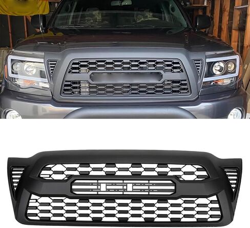 شبكة علوية من المصد الأمامي Bewild مناسبة للجيل الثاني من Toyota Tacoma Trd Pro Style شبكة أمامية بديلة للشواية باللون الأسود غير اللامع (مع أضواء LED) in Saudi Arabia