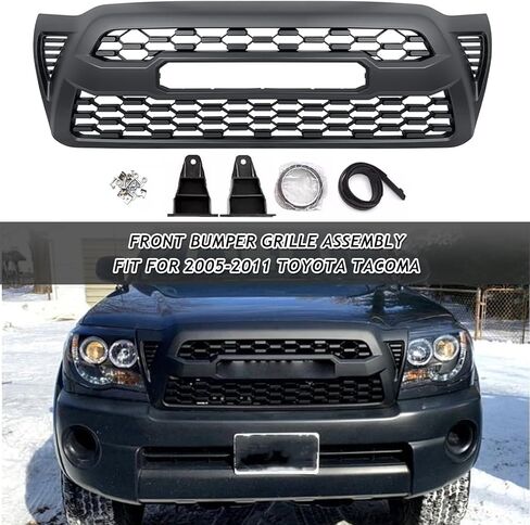 شبكة علوية من المصد الأمامي Bewild مناسبة للجيل الثاني من Toyota Tacoma Trd Pro Style شبكة أمامية بديلة للشواية باللون الأسود غير اللامع (مع أضواء LED) in Saudi Arabia
