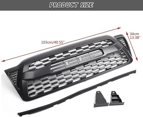 شبكة علوية من المصد الأمامي Bewild مناسبة للجيل الثاني من Toyota Tacoma Trd Pro Style شبكة أمامية بديلة للشواية باللون الأسود غير اللامع (مع أضواء LED) in Saudi Arabia