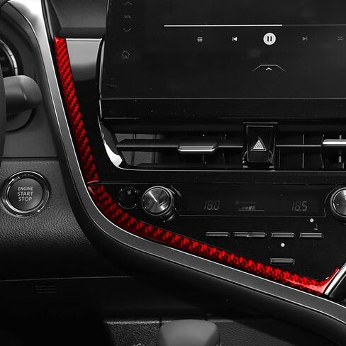 ملصق تزيين إطار التحكم الجانبي للوحة القيادة المركزية لنظام تحديد المواقع العالمي (GPS) متوافق مع Toyota Camry 2018 2019 2020 2021 2022 2023 2024 ملحقات داخلية للسيارات من ألياف الكربون الحقيقية باللون الأحمر in Kuwait